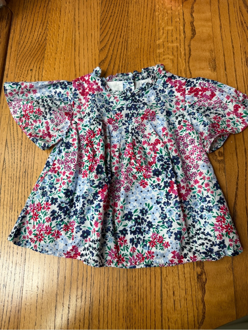 Girls Floral Flutter Sleeve Top - Pink, Navy & Green Janie and Jack